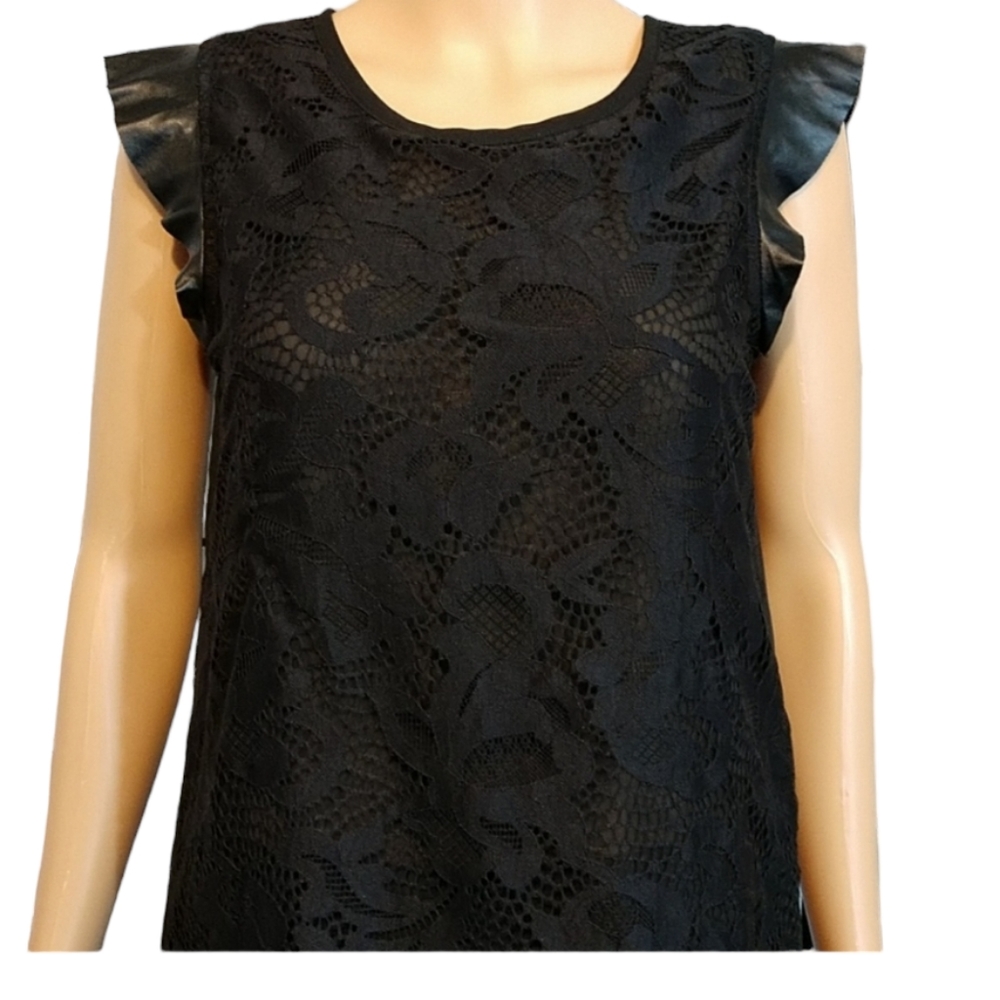 Black Lacey Sheer Back Sexy Top sz Small